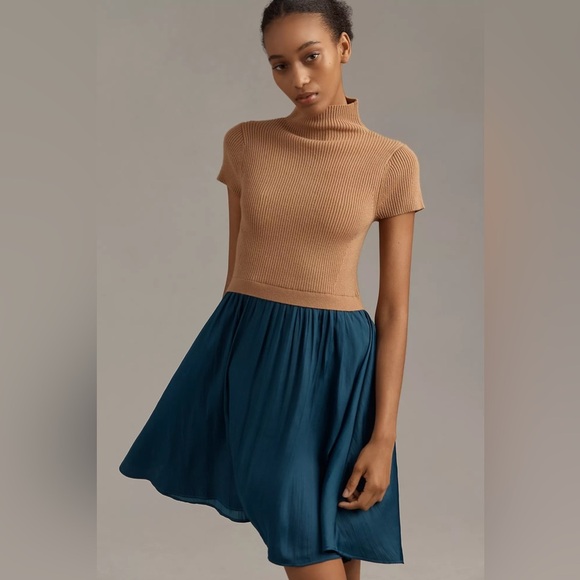 NWT! Anthro The Thea Twofer Sweater Dress: Short-Sleeve Mini Edition - 2X🟤 - Picture 3 of 11